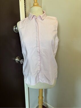 Lafayette 148 New York Pink Striped Sleeveless Blouse